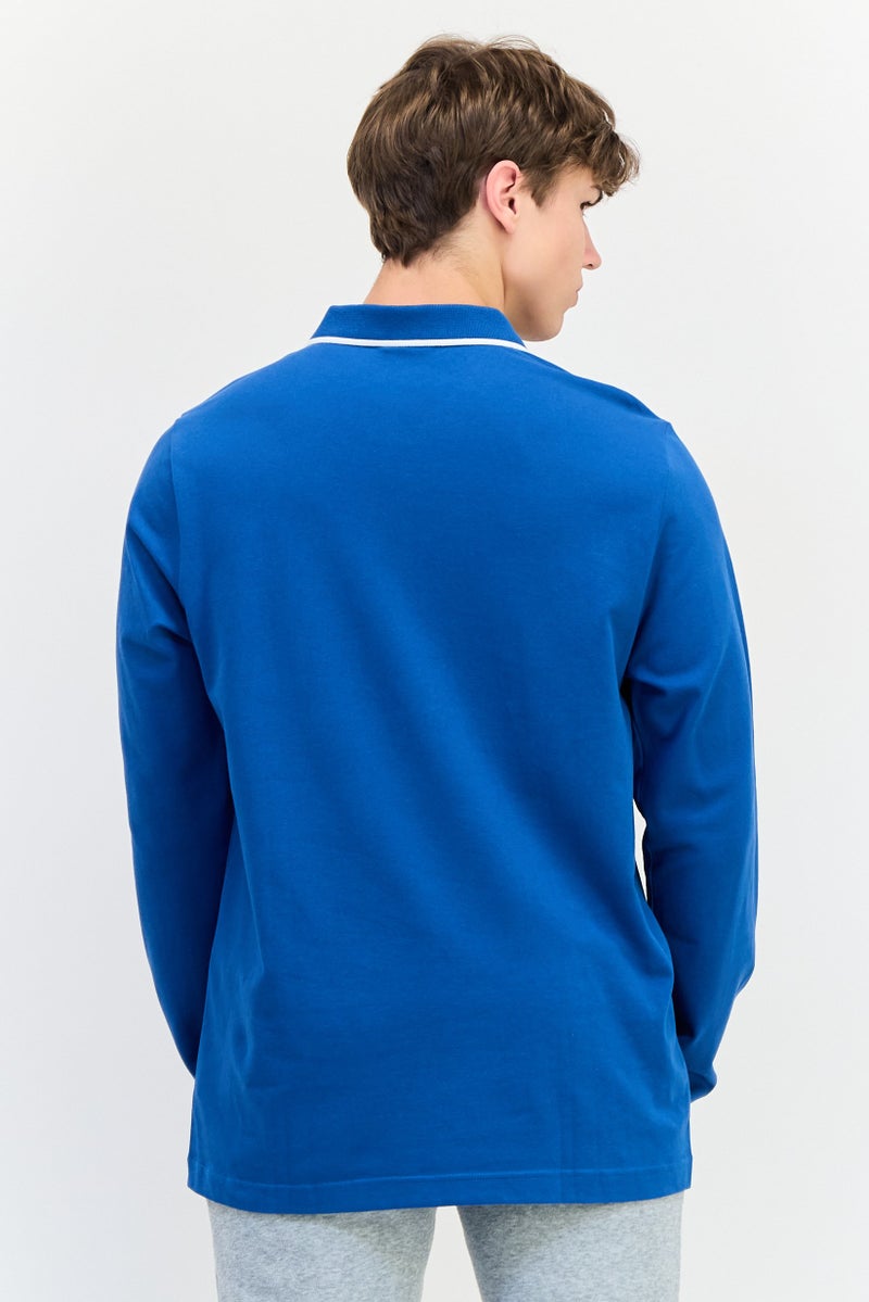 PUMA قميص بولو خارجي بأكمام طويلة للرجال بتصميم عادي، أزرق - Image 2